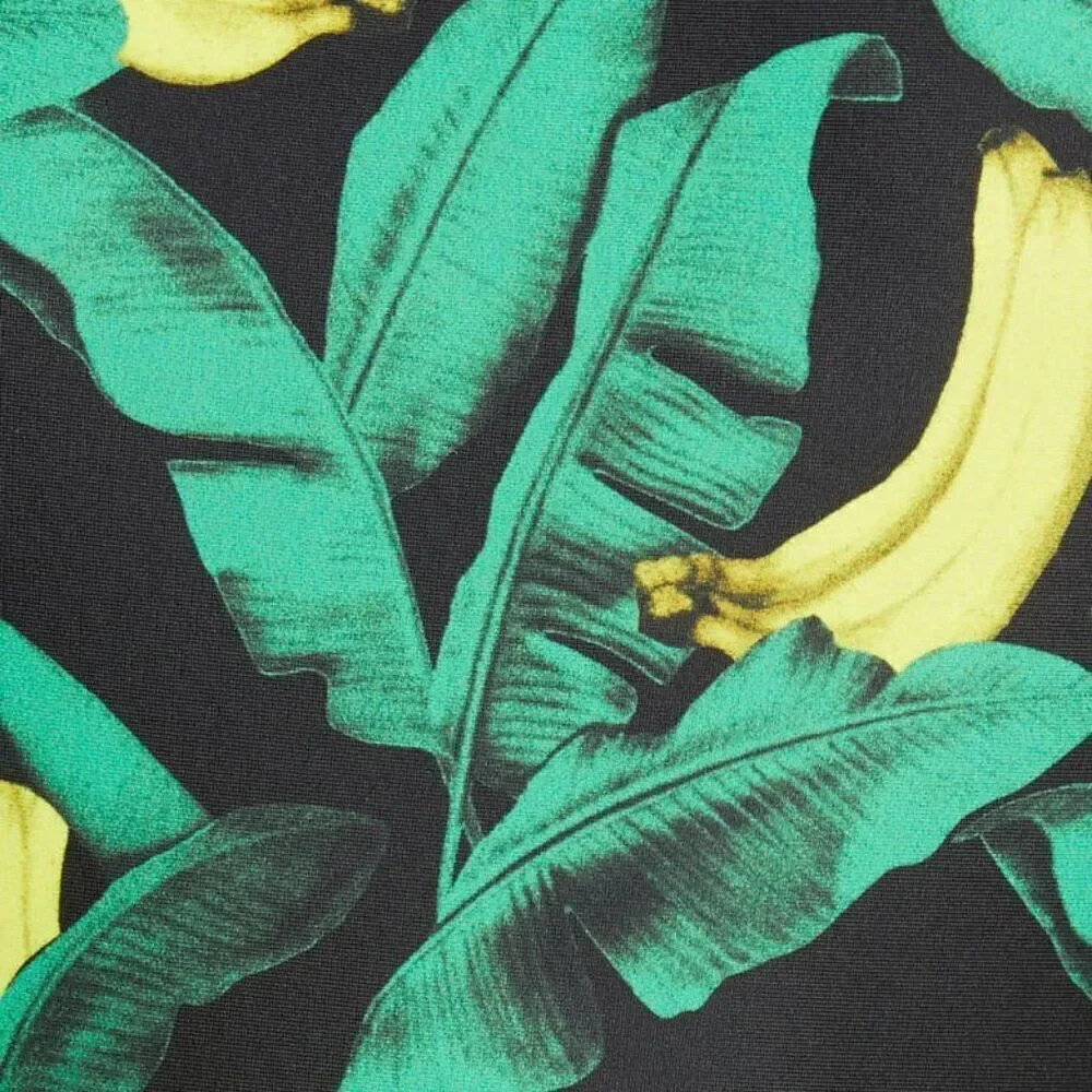 Ganni Women's Green Banana Tree-Print Recycled Belted One-Piece Swimsuit Size 52